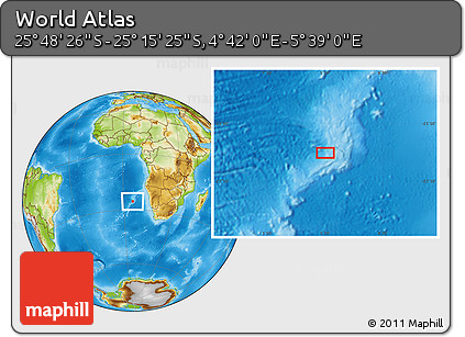 Physical Location Map of the Area around 25° 31' 56" S, 5° 10' 30" E