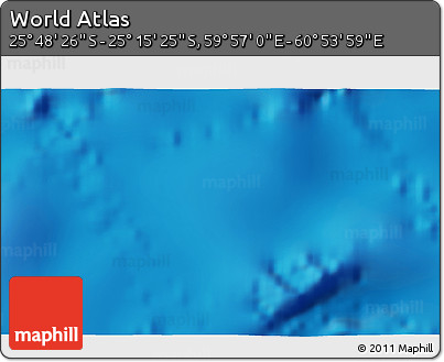 Shaded Relief 3D Map of the Area around 25° 31' 56" S, 60° 25' 29" E