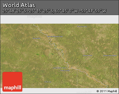 Satellite 3D Map of the Area around 25° 31' 56" S, 60° 16' 29" W
