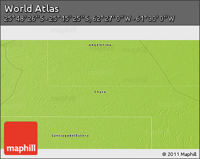 Physical 3D Map of the Area around 25° 31' 56" S, 61° 58' 30" W