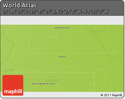 Physical 3D Map of the Area around 25° 31' 56" S, 61° 58' 30" W
