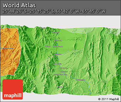 Political 3D Map of the Area around 25° 31' 56" S, 66° 13' 29" W