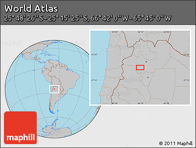 Gray Location Map of the Area around 25° 31' 56" S, 66° 13' 29" W