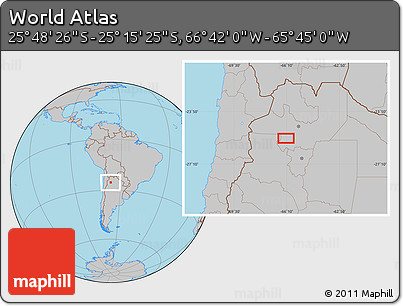 Gray Location Map of the Area around 25° 31' 56" S, 66° 13' 29" W
