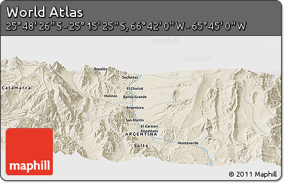 Shaded Relief Panoramic Map of the Area around 25° 31' 56" S, 66° 13' 29" W