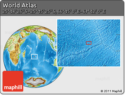Physical Location Map of the Area around 25° 31' 56" S, 67° 13' 29" E