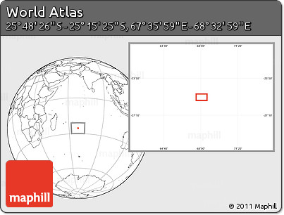Blank Location Map of the Area around 25° 31' 56" S, 68° 4' 29" E