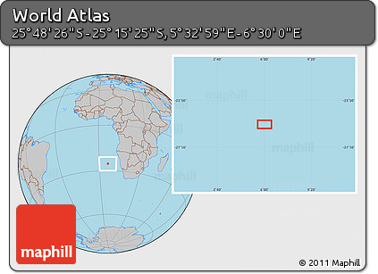 Gray Location Map of the Area around 25° 31' 56" S, 6° 1' 30" E
