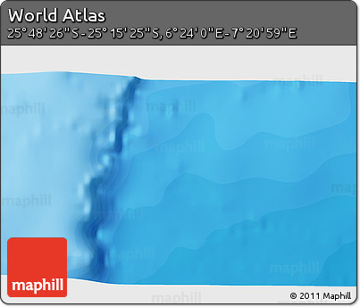 Political 3D Map of the Area around 25° 31' 56" S, 6° 52' 30" E