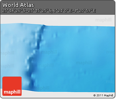 Shaded Relief 3D Map of the Area around 25° 31' 56" S, 6° 52' 30" E