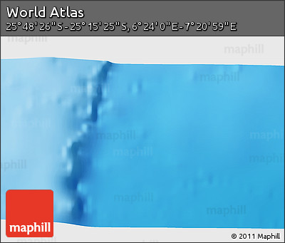 Shaded Relief 3D Map of the Area around 25° 31' 56" S, 6° 52' 30" E