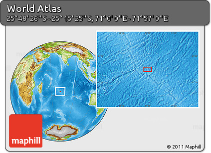 Physical Location Map of the Area around 25° 31' 56" S, 71° 28' 29" E