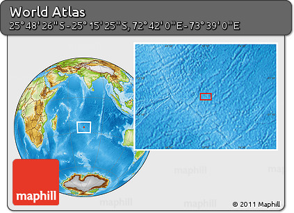 Physical Location Map of the Area around 25° 31' 56" S, 73° 10' 30" E