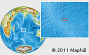 Physical Location Map of the area around 25° 31' 56" S, 73° 10' 30" E