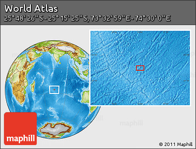 Physical Location Map of the Area around 25° 31' 56" S, 74° 1' 30" E