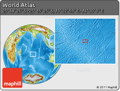 Physical Location Map of the Area around 25° 31' 56" S, 74° 1' 30" E