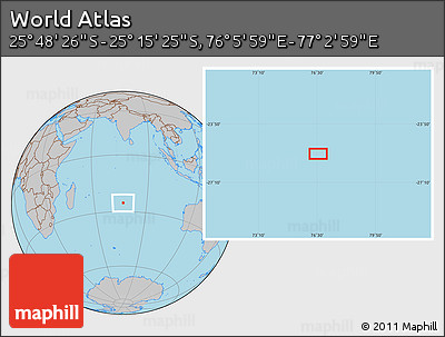 Gray Location Map of the Area around 25° 31' 56" S, 76° 34' 29" E