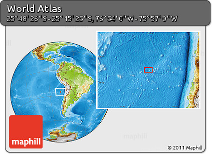 Physical Location Map of the Area around 25° 31' 56" S, 76° 25' 30" W