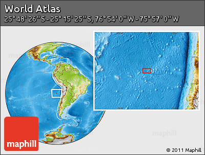 Physical Location Map of the Area around 25° 31' 56" S, 76° 25' 30" W