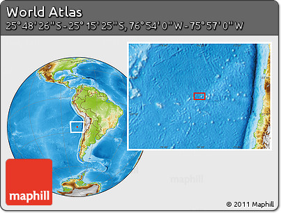 Physical Location Map of the Area around 25° 31' 56" S, 76° 25' 30" W
