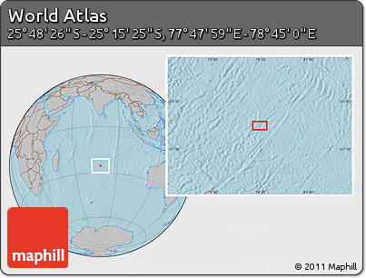 Gray Location Map of the Area around 25° 31' 56" S, 78° 16' 30" E, hill shading