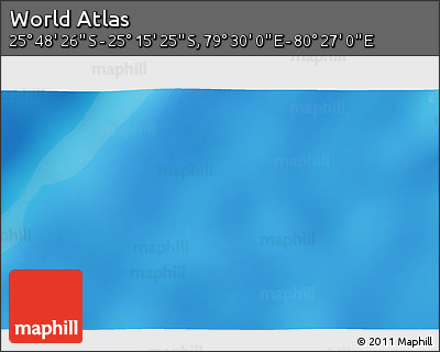 Physical 3D Map of the Area around 25° 31' 56" S, 79° 58' 29" E