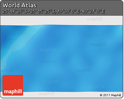 Physical 3D Map of the Area around 25° 31' 56" S, 79° 58' 29" E