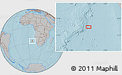 Gray Location Map of the area around 25° 31' 56" S, 7° 43' 29" E, hill shading
