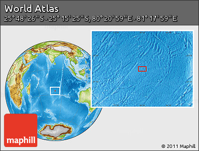 Physical Location Map of the Area around 25° 31' 56" S, 80° 49' 29" E