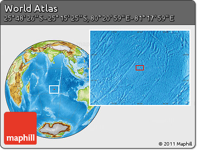 Physical Location Map of the Area around 25° 31' 56" S, 80° 49' 29" E