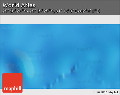 Shaded Relief 3D Map of the Area around 25° 31' 56" S, 81° 40' 30" E