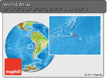 Physical Location Map of the Area around 25° 31' 56" S, 81° 31' 30" W