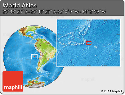 Physical Location Map of the Area around 25° 31' 56" S, 81° 31' 30" W