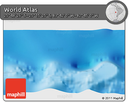 Physical 3D Map of the Area around 25° 31' 56" S, 83° 13' 29" W