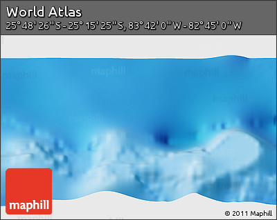 Physical 3D Map of the Area around 25° 31' 56" S, 83° 13' 29" W
