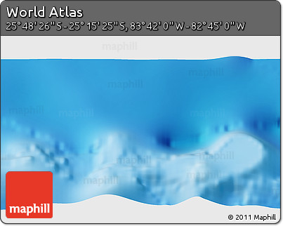 Physical 3D Map of the Area around 25° 31' 56" S, 83° 13' 29" W