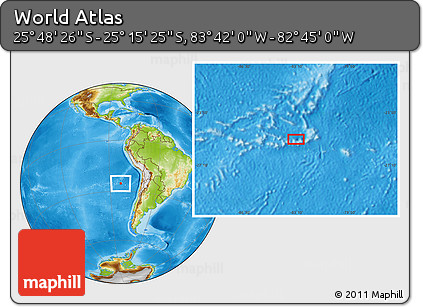 Physical Location Map of the Area around 25° 31' 56" S, 83° 13' 29" W
