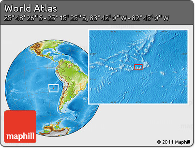 Physical Location Map of the Area around 25° 31' 56" S, 83° 13' 29" W