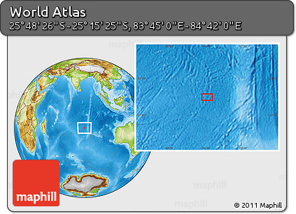 Physical Location Map of the Area around 25° 31' 56" S, 84° 13' 29" E