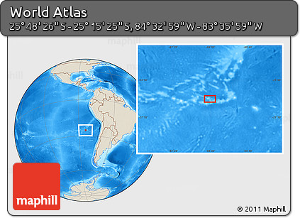 Shaded Relief Location Map of the Area around 25° 31' 56" S, 84° 4' 29" W