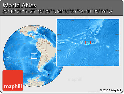 Shaded Relief Location Map of the Area around 25° 31' 56" S, 84° 4' 29" W