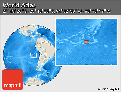 Shaded Relief Location Map of the Area around 25° 31' 56" S, 84° 4' 29" W