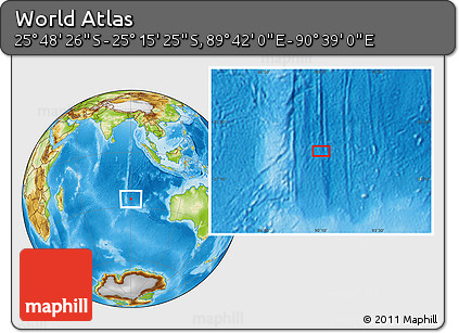 Physical Location Map of the Area around 25° 31' 56" S, 90° 10' 30" E
