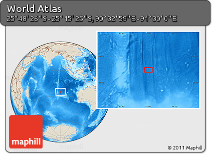 Shaded Relief Location Map of the Area around 25° 31' 56" S, 91° 1' 30" E