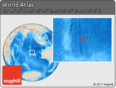 Shaded Relief Location Map of the Area around 25° 31' 56" S, 91° 1' 30" E