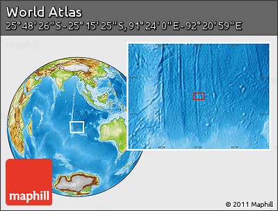 Physical Location Map of the Area around 25° 31' 56" S, 91° 52' 30" E
