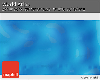 Physical 3D Map of the Area around 25° 31' 56" S, 92° 43' 29" E