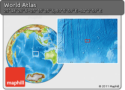 Physical Location Map of the Area around 25° 31' 56" S, 93° 34' 29" E