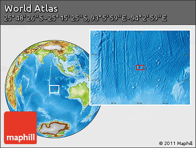 Physical Location Map of the Area around 25° 31' 56" S, 93° 34' 29" E