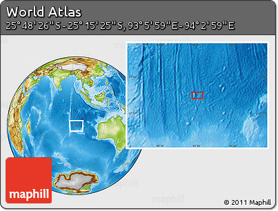 Physical Location Map of the Area around 25° 31' 56" S, 93° 34' 29" E